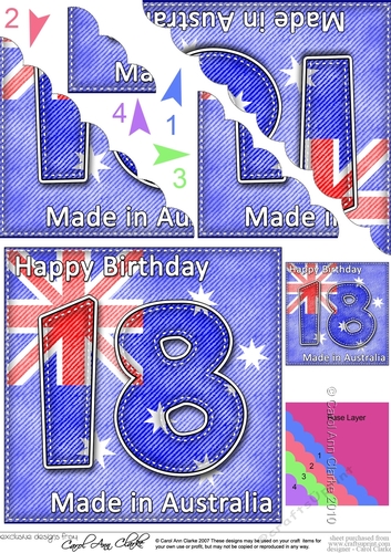 Flying the Flag AUSTRALIA 18th Birthday Scalloped Corner Stacker