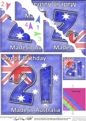 Flying the Flag AUSTRALIA 21st Birthday Scalloped Corner Stacker