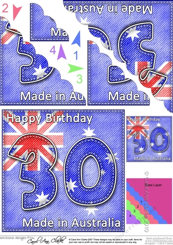 Flying the Flag AUSTRALIA 30th Birthday Scalloped Corner Stacker