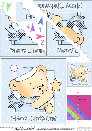 Cute Hunney Bear Robert has a Christmas Star - Scalloped Corner Stacker