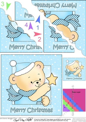 Cute Hunney Bear Robert has a Christmas Star - Scalloped Corner Stacker