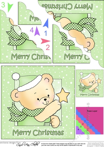 Cute Hunney Bear Robert has a Christmas Star - Scalloped Corner Stacker