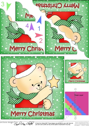Cute Hunney Bear Robert has a Christmas Star - Scalloped Corner Stacker