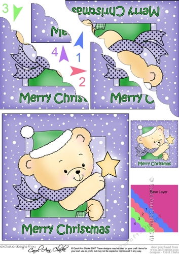 Cute Hunney Bear Robert has a Christmas Star - Scalloped Corner Stacker