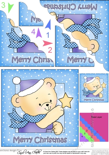 Cute Hunney Bear Robert has a Christmas Star - Scalloped Corner Stacker