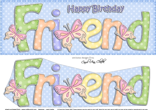 Large DL Happy Birthday FRIEND 3D decoupage