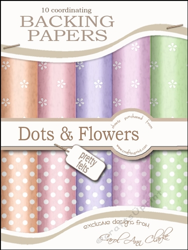 10 Dots & Flowers Felts Backing Papers in Pretty Pastel Colours 