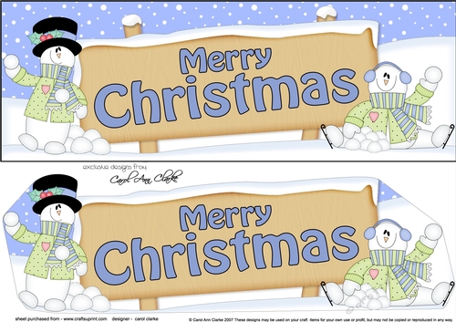 large DL MERRY CHRISTMAS with Snowman 3D decoupage