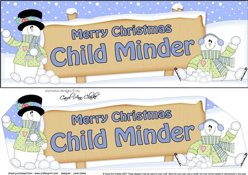large DL Merry Christmas CHILDMINDER with Snowman 3D decoupage