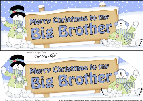 large DL Merry Christmas to my BIG BROTHER with Snowman 3D decoupage