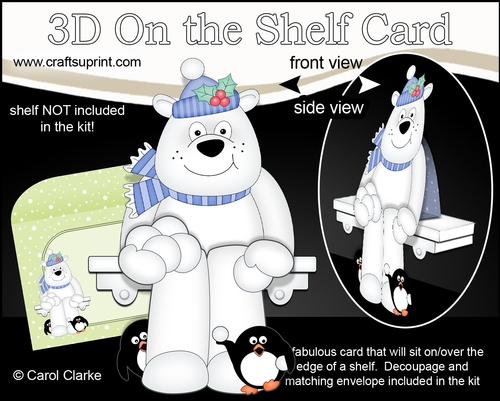 3D Christmas On the Shelf Card Kit - Christmas Ben Polar Bear & Pip Penguin are having a Snowball Fight