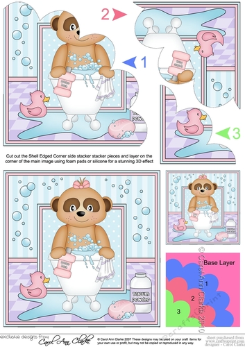 Cute Little Meerkat Natalya Bathtub Buddies Shell Edged Corner Side Stacker