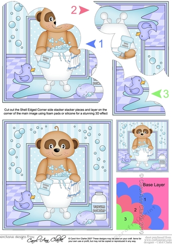 Cute Little Meerkat Alexis Bathtub Buddies Shell Edged Corner Side Stacker