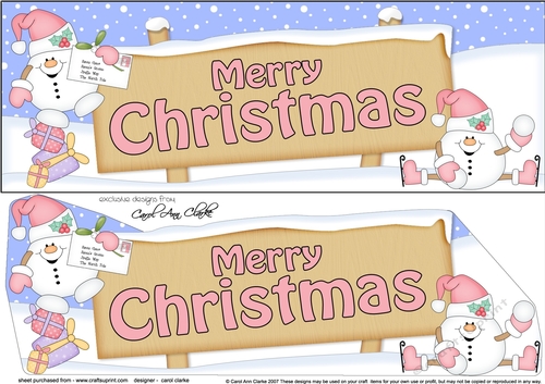 large DL MERRY CHRISTMAS Snowball Sam Signpost 3D decoupage