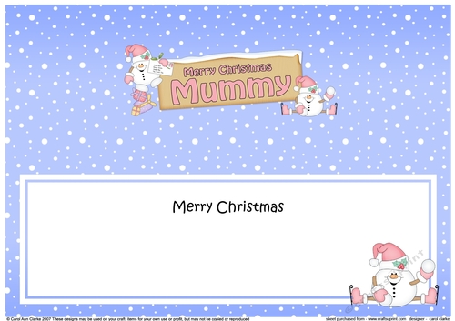 large DL Merry Christmas MUMMY Snowball Sam insert