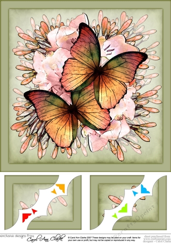8 x 8 Butterflies & Flowers Scalloped Corner Topper