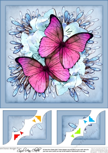8 x 8 Butterflies & Flowers Scalloped Corner Topper