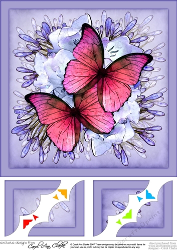 8 x 8 Butterflies & Flowers Scalloped Corner Topper
