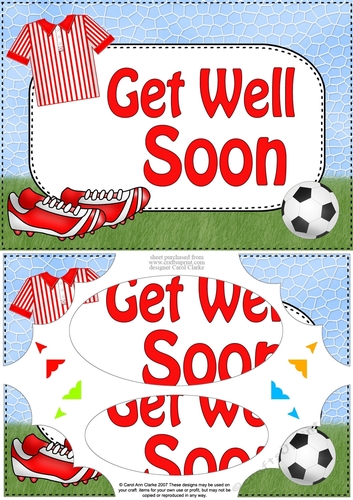 A5 GET WELL SOON Football Scallop Corners and Pyramage