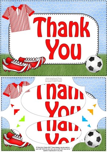 A5 THANK YOU Football Scallop Corners and Pyramage