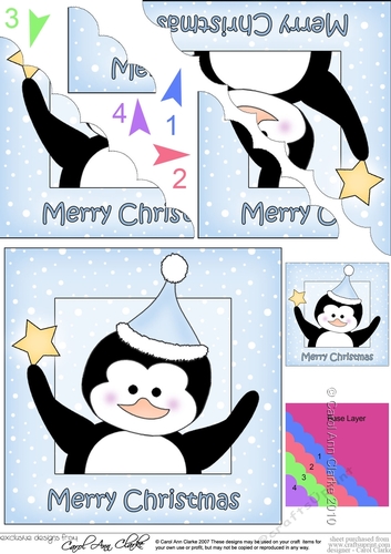 Cute Penguin has a Christmas Star - Scalloped Corner Stacker