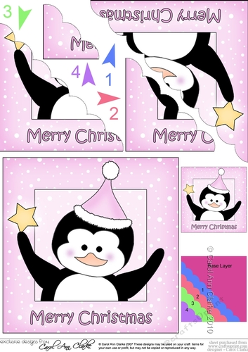 Cute Penguin has a Christmas Star - Scalloped Corner Stacker