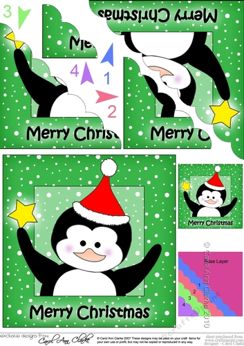 Cute Penguin has a Christmas Star - Scalloped Corner Stacker