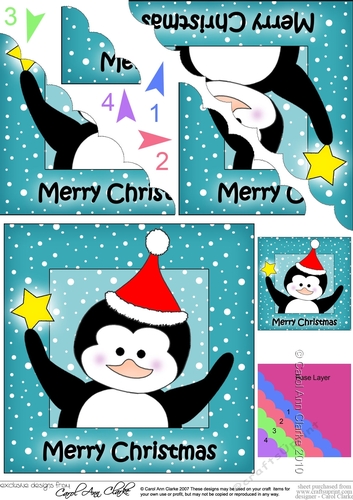 Cute Penguin has a Christmas Star - Scalloped Corner Stacker