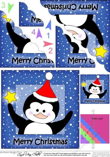 Cute Penguin has a Christmas Star - Scalloped Corner Stacker