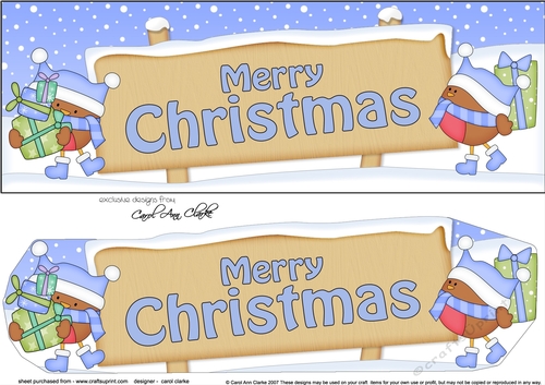 large DL MERRY CHRISTMAS Robins Signpost 3D decoupage