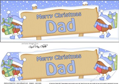 large DL Merry Christmas DAD Robins 3D decoupage