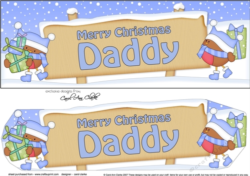 large DL Merry Christmas DADDY Robins 3D decoupage