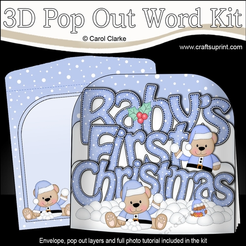 3D Pop Out Christmas Word Card Kit -BABYS FIRST CHRISTMAS with Austin Bear