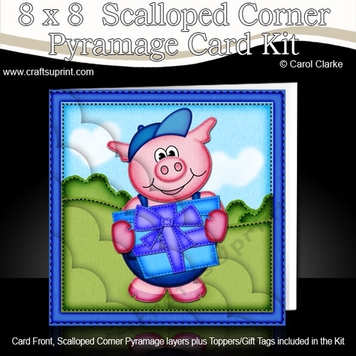 8 x 8 Ziggy Piggy has a Birthday Present Scalloped Corner Kit