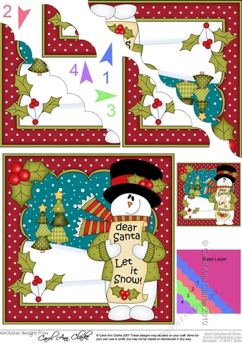 Christmas Snowman Rio wants it ti Snow Scallop Corner side stacker Topper
