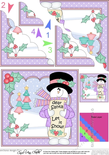 Christmas Snowman Rio wants it ti Snow Scallop Corner side stacker Topper