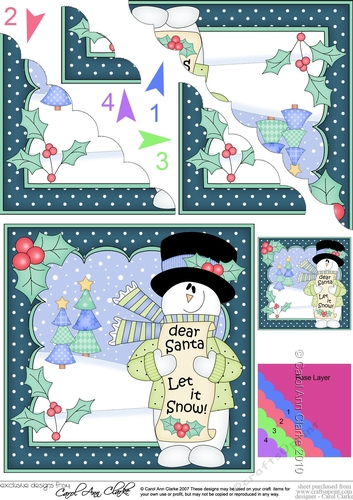 Christmas Snowman Rio wants it ti Snow Scallop Corner side stacker Topper