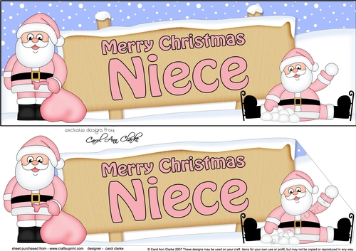large DL Merry Christmas NIECE with Santa 3D decoupage