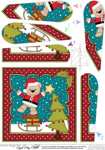 Christmas Livvy Bear puts the Star on the Christmas Tree fan Pyramage Topper