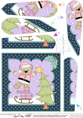 Christmas Livvy Bear puts the Star on the Christmas Tree fan Pyramage Topper