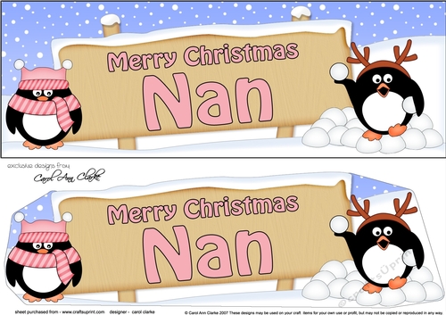 large DL Merry Christmas NAN with Penguins 3D decoupage
