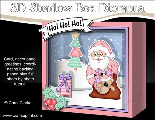 3D Christmas Diorama Shadow Box Card Mini Kit  - Santa has a Sack of Presents