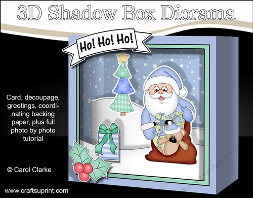 3D Christmas Diorama Shadow Box Card Mini Kit  - Santa has a Sack of Presents