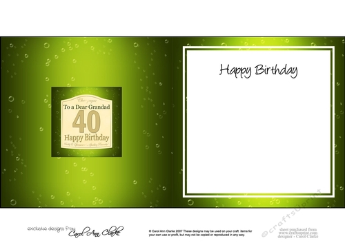40th Birthday Grandad Champagne square landscape insert