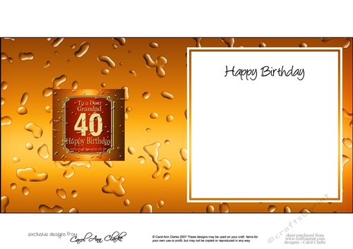 40th Birthday Grandad Beer Label square landscape insert