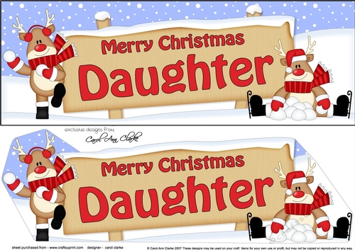 large DL Merry Christmas DAUGHTER with Rudolph 3D decoupage