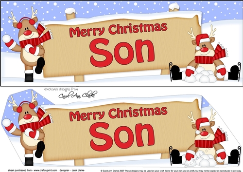 large DL Merry Christmas SON with Rudolph 3D decoupage