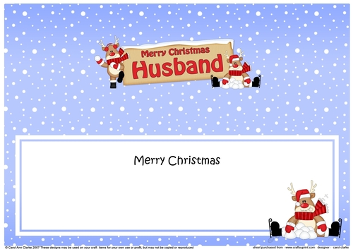 large DL Merry Christmas HUSBAND with Rudolph insert