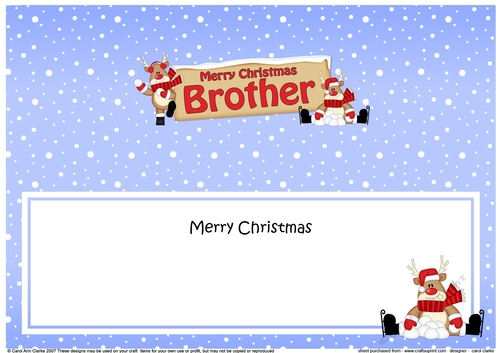 large DL Merry Christmas BROTHER with Rudolph insert