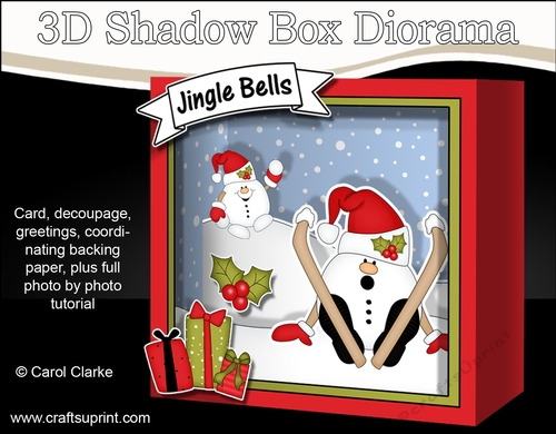 3D Christmas Diorama Shadow Box Card Mini Kit  - OOps Snowball Sam goes Skiing